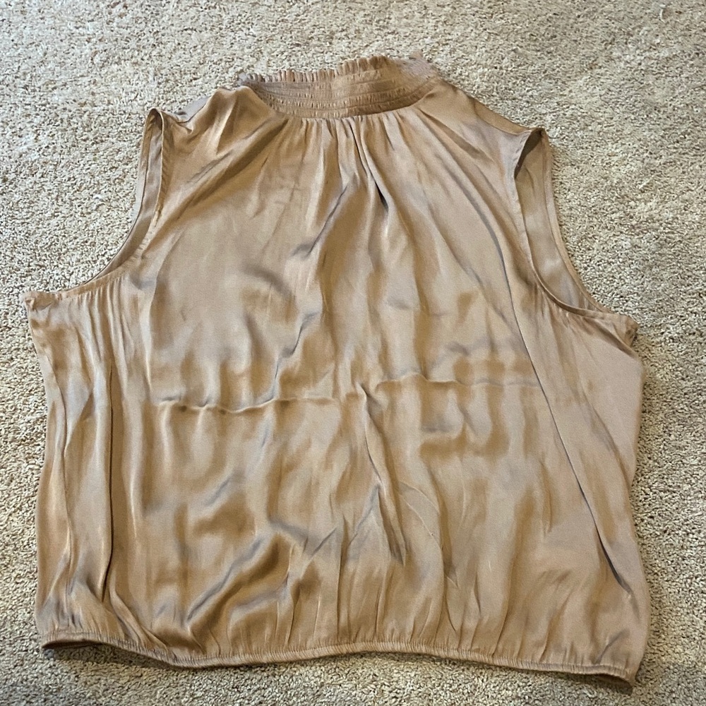 Express Sleeveless Beige Blouse - silky material with open back